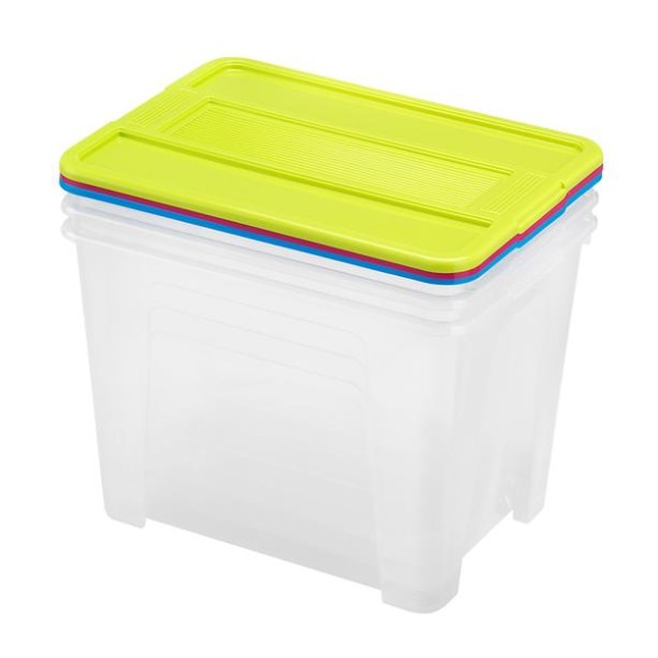 Plastový úložný box s víkem HEIDRUN TexBox 3x21l