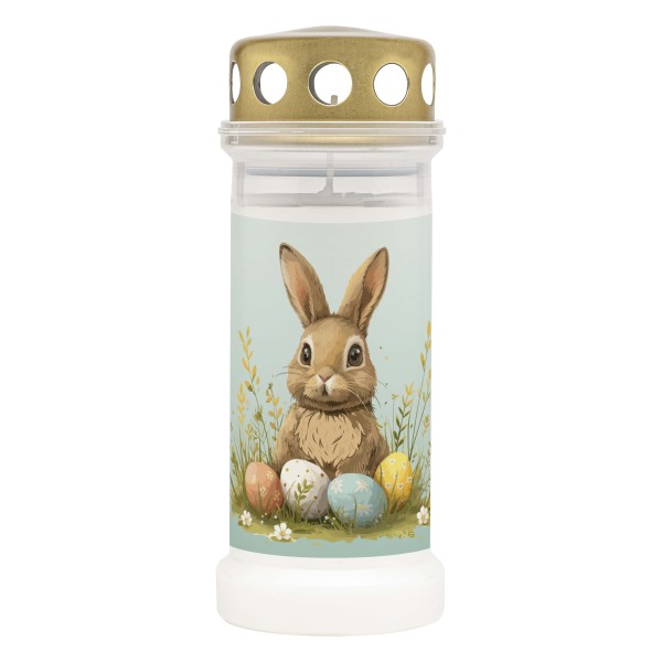 SVÍČKA HŘBITOVNÍ DESIGN VELIKONOČNÍ ZAJÍČEK BÍLÁ