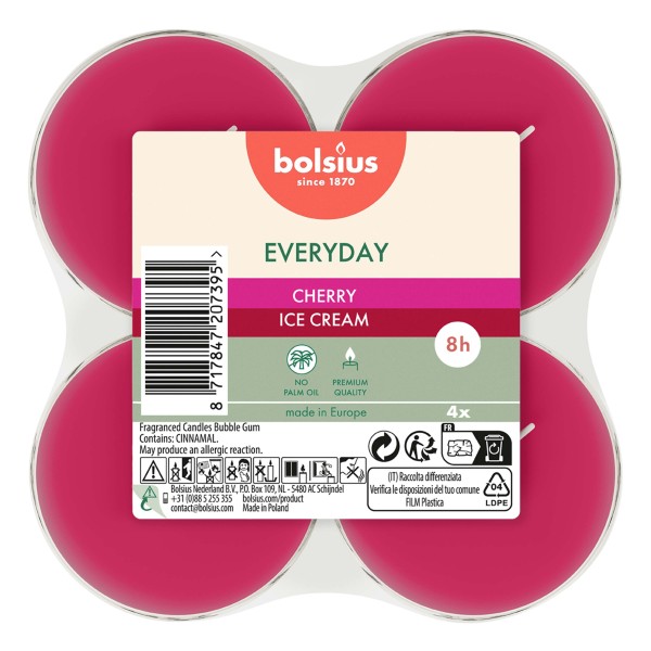 SVÍČKY ČAJOVÉ MAXI CHERRY ICE CREAM, SADA 4KS