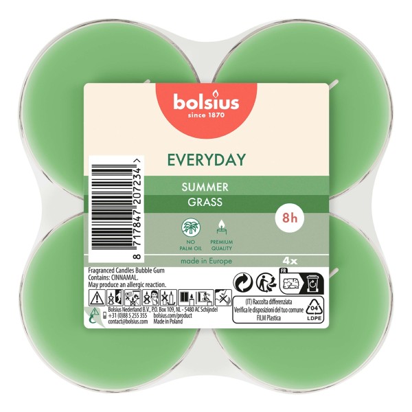 SVÍČKY ČAJOVÉ MAXI SUMMER GRASS, SADA 4KS