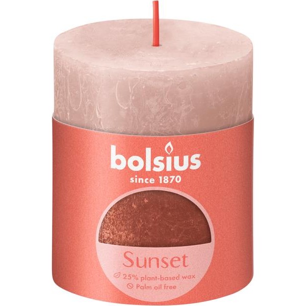 Rustikální svíčka 8cm BOLSIUS růžovo jantarová