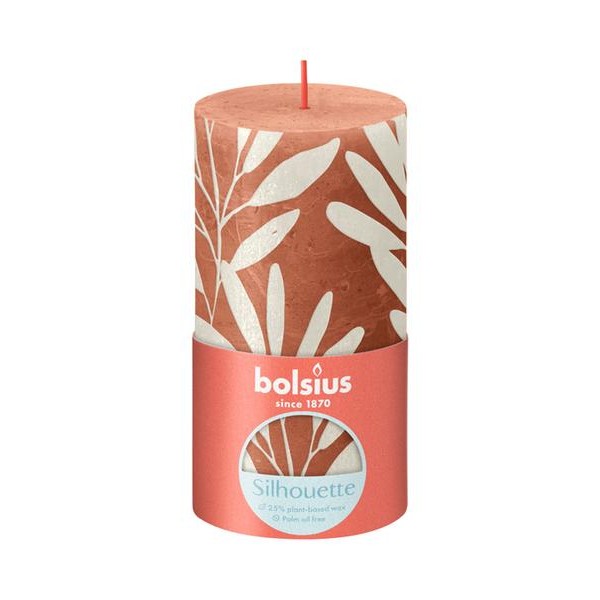 Rustikální svíčka 13cm BOLSIUS korálová/šalvěj