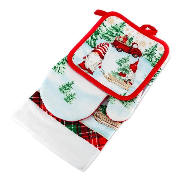 Kuchyňský set TORO vánoční - rukavice, chňapka, utěrka