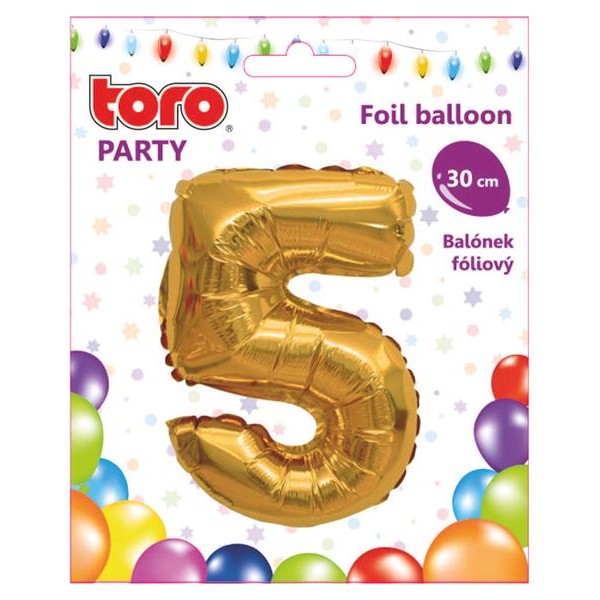 Balónek foliový TORO číslice 5 30cm