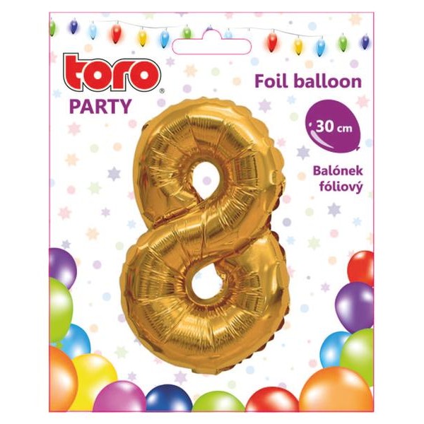 Balónek foliový TORO číslice 8 30cm
