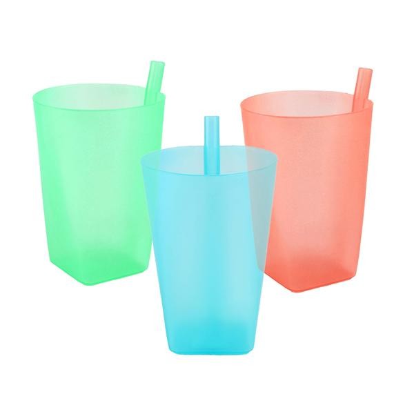 Plastový kelímek s brčkem TORO MIX barev