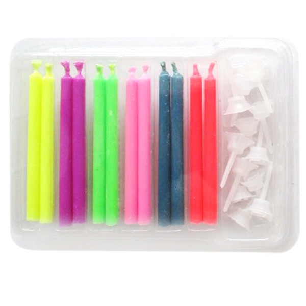 SVÍČKY NA DORT S BAREVNÝM PLAMENEM 12KS S DRŽÁČKEM