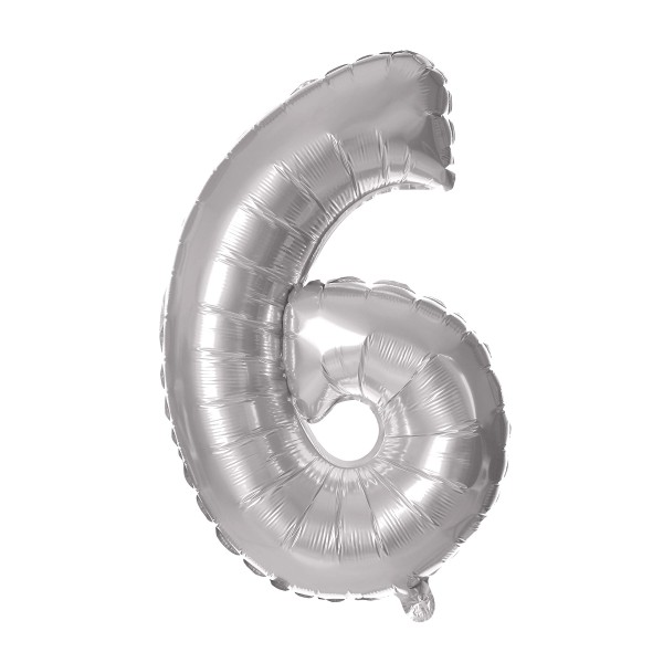Balónek foliový TORO číslice 6 30cm stříbrný