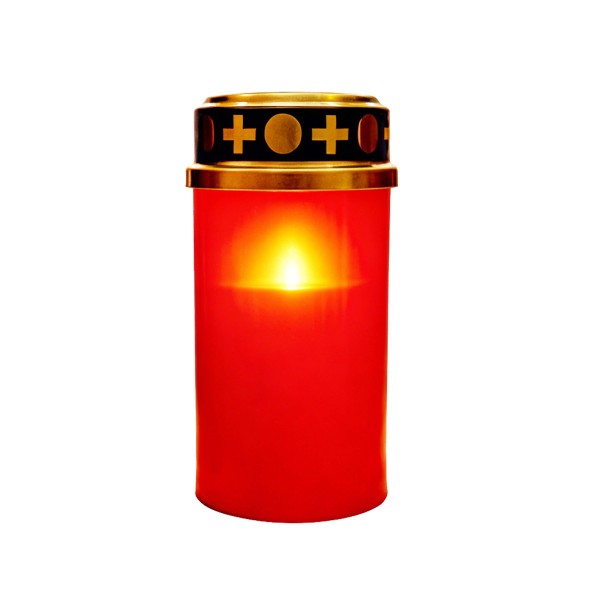 SVÍČKA HŘBITOVNÍ 2AA 6X10CM TEPLÁ BÍLÁ LED ČERVENÁ
