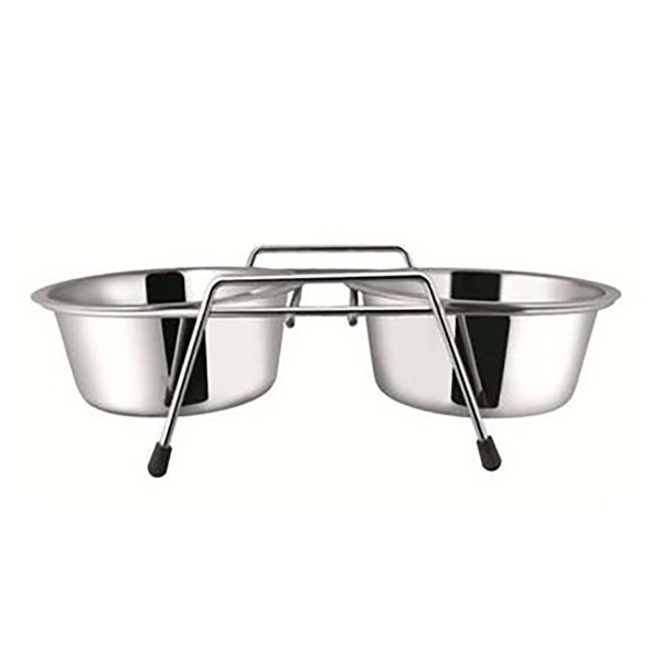 DVOJITÁ MISKA SE STOJÁNKEM PRO DOMÁCÍ MAZLÍČKY 1L