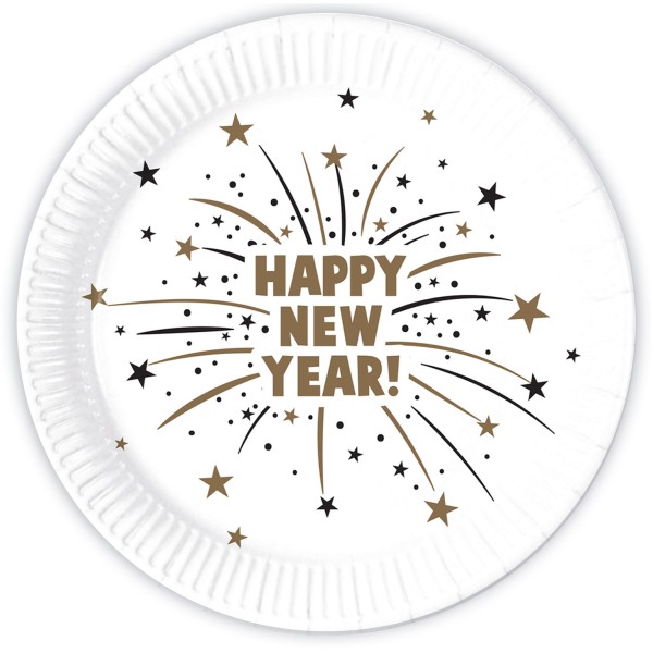TALÍŘKY PAPÍROVÉ HAPPY NEW YEAR 8KS, 23CM