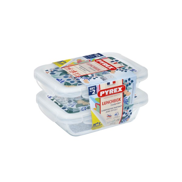 Sada skleněných dóz s víčkem PYREX 2x800ml