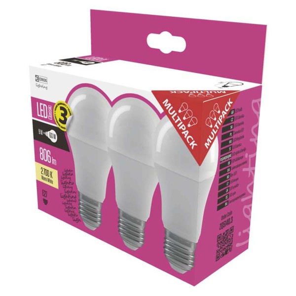 LED ŽÁROVKA 3KS CLASSIC A60/E27/8,5W(60W)