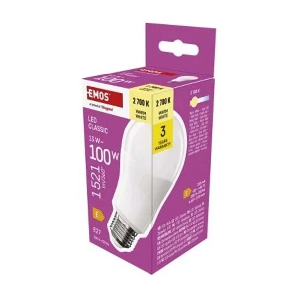 LED ŽÁROVKA CLASSIC A60/E27/13W (100W)/1521LM/TEPL