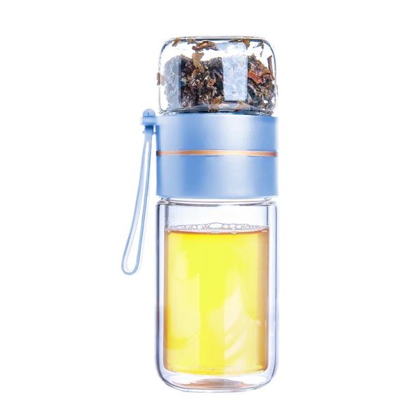 Skleněná láhev na čaj TORO 165ml+90ml borosilikátové dvojité sklo