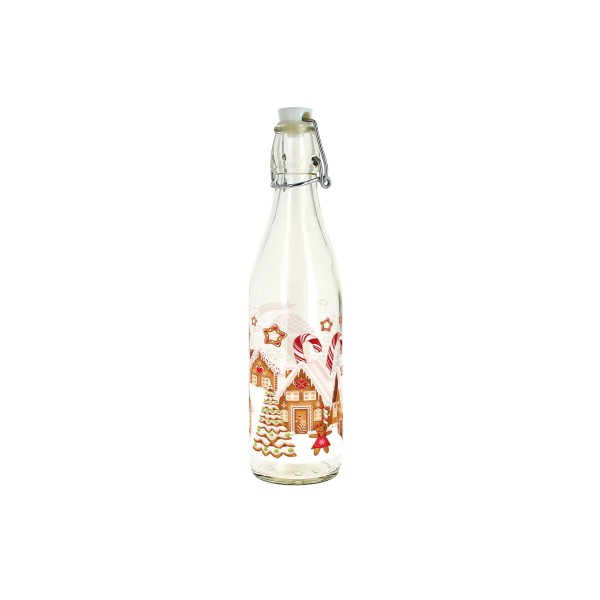 Skleněná láhev s patentním uzávěrem TORO 260ml perníčková vesnička