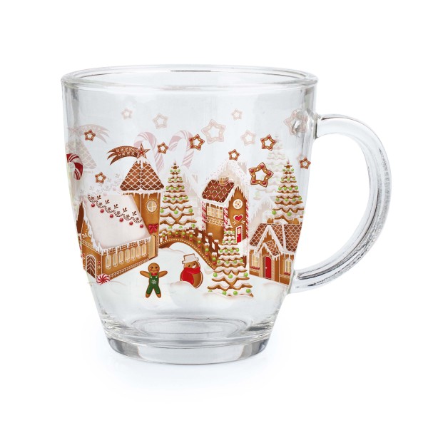 Skleněný hrnek TORO 350ml perníčková vesnička