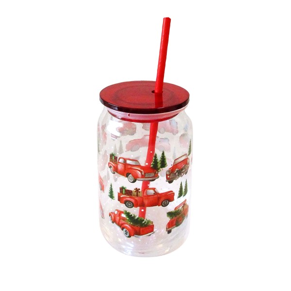 LÁHEV 480ML VÁNOČNÍ MOTIV S PLAST.VÍČKEM A BRČKEM