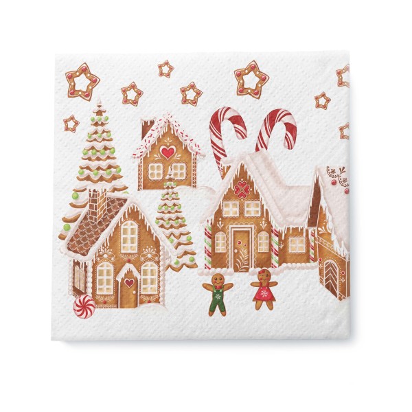 Papírové ubrousky 33x33cm 3vrstvé Perníčková vesnička 20ks