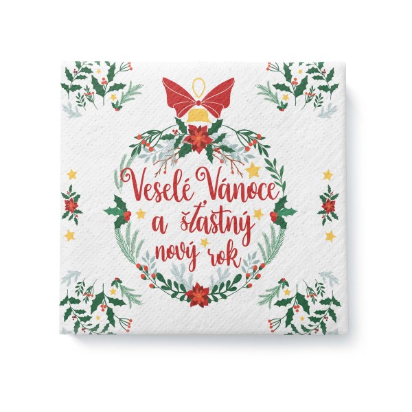Papírové ubrousky 33x33cm 3vrstvé Veselé Vánoce 20ks