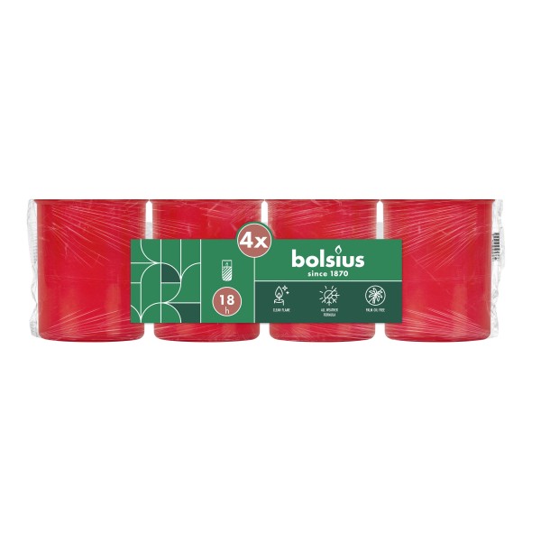 Hřbitovní svíčka BOLSIUS 18 hodin 4ks červená