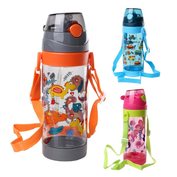 Dětská láhev na pití s brčkem TORO 550ml MIX motivů