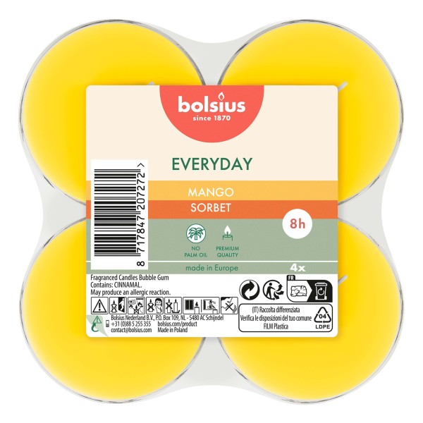 SVÍČKY ČAJOVÉ MAXI MANGO, SADA 4KS