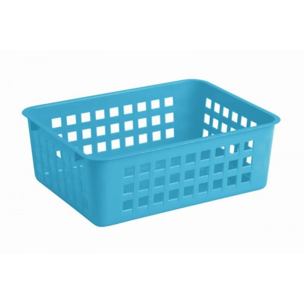 Košík stohovatelný, plast, modrý