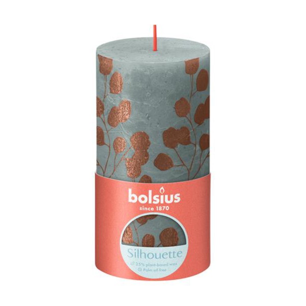 SVÍČKA RUSTIK 130/68 BARVA/MOTIV ZELENÁ+EUKALIPTUS