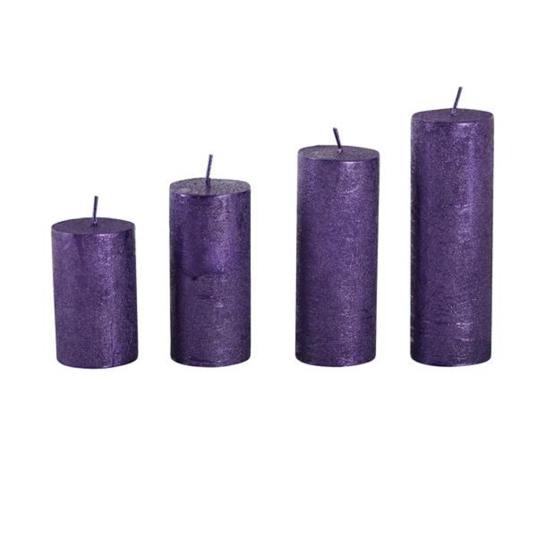 Rustikální adventní svíčka ø4cm PROVENCE 4ks fialová