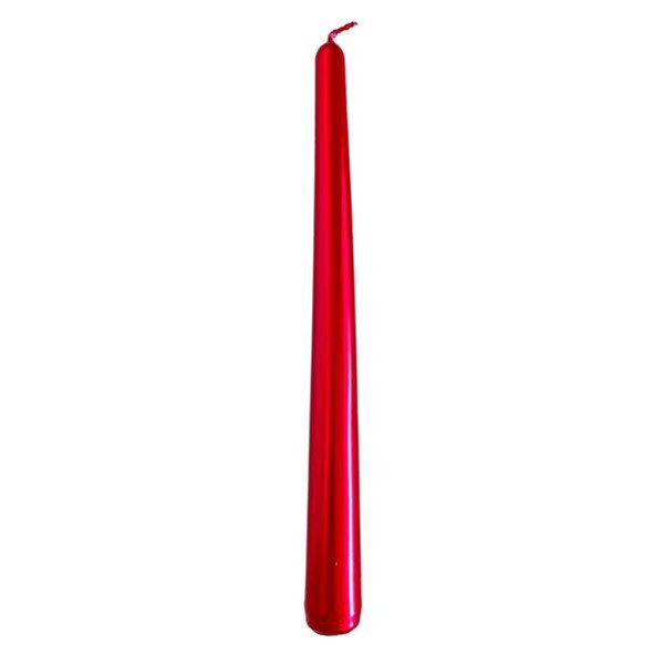 Kónická svíčka 24,5cm PROVENCE metalická červená