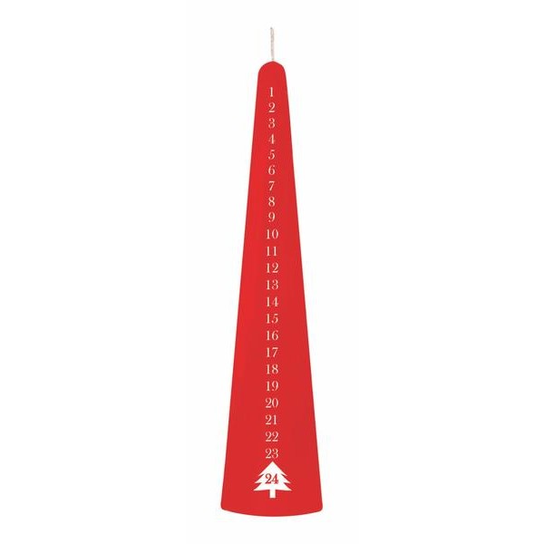 SVÍČKA KÓNICKÁ ADVENTNÍ 25CM, ČERVENÁ