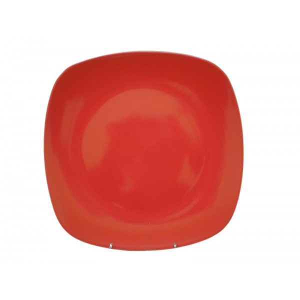 Talíř jídelní, čtverec, 25,6 cm, červený
