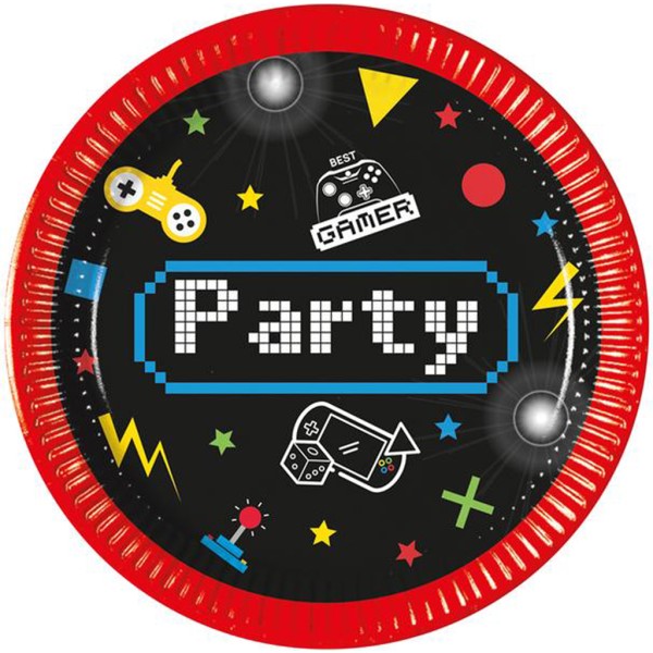 Papírový talíř 20cm gamer 8ks