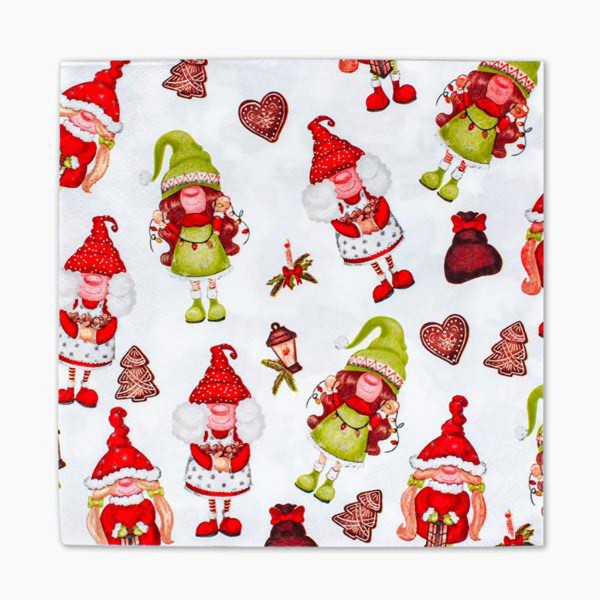 Vánoční papírové ubrousky 33x33cm 3 vrstvé elfíci 20ks