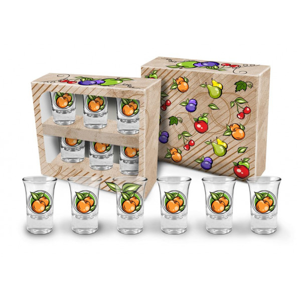 Dárková sada panáků 6x35ml, "meruňka"