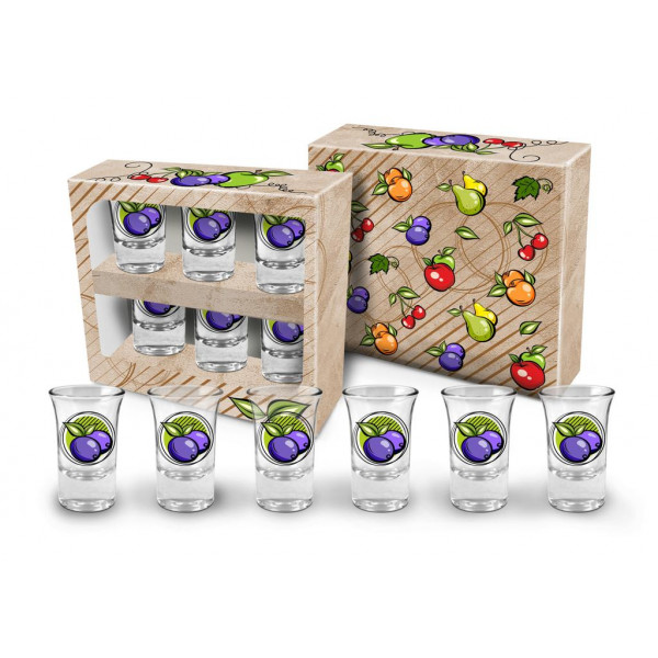 Dárková sada panáků 6x35ml, "švestka"