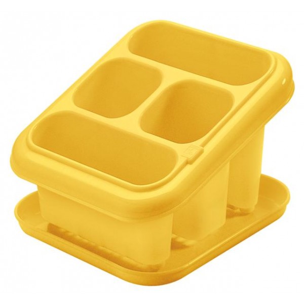 Plastový odkapávač na příbory s podnosem TONTARELLI žlutý