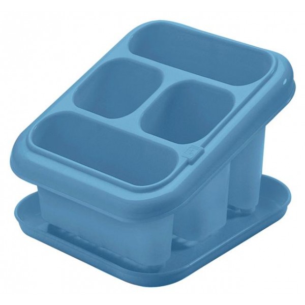 Plastový odkapávač na příbory s podnosem TONTARELLI modrý
