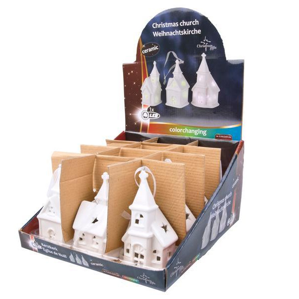 Vánoční dekorace LED 12cm kostel