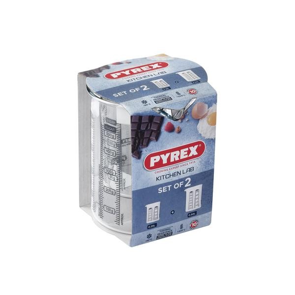 Sada skleněných odměrek s nálevkou PYREX 250ml a 500ml