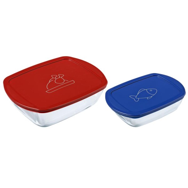 SADA OBDÉL. DÓZ PYREX 2KS, 1,2L+2,5L, SKLO