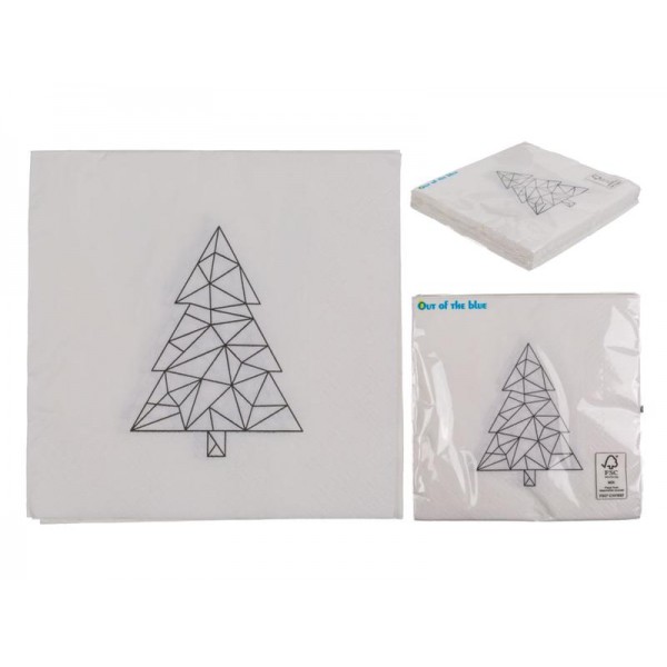 Papírové vánoční ubrousky 3 vrstvy STROMEK 33x33cm 12ks