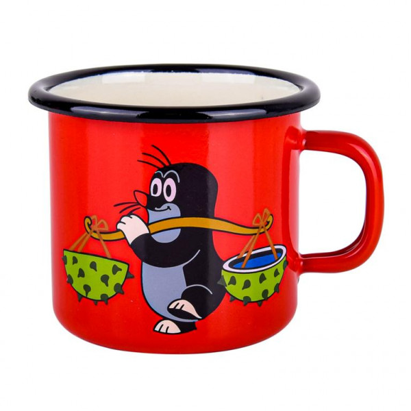 Smaltovaný hrnek KRTEK 250ml červený různé motivy