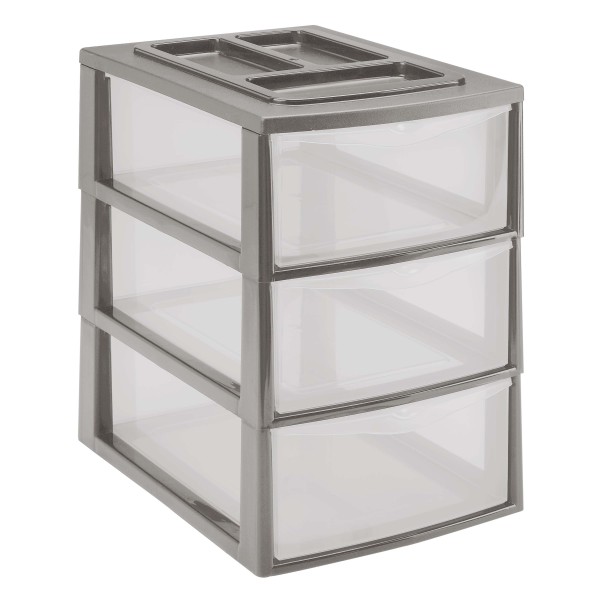 REGÁL SE 3 ŠUPLÍKAMI 38X27X38CM, PLAST, HNĚDÁ