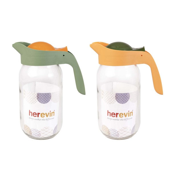 DŽBÁN 1 L, SKLO/PLAST, ASS.BAREV VÍČEK