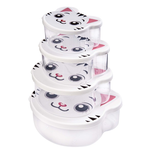 SADA 4KS DÓZ NA SVAČINU KOČKA 180/310/500/710ML PP