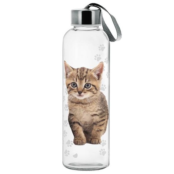 Skleněná láhev s víčkem CERVE 500ml kočka