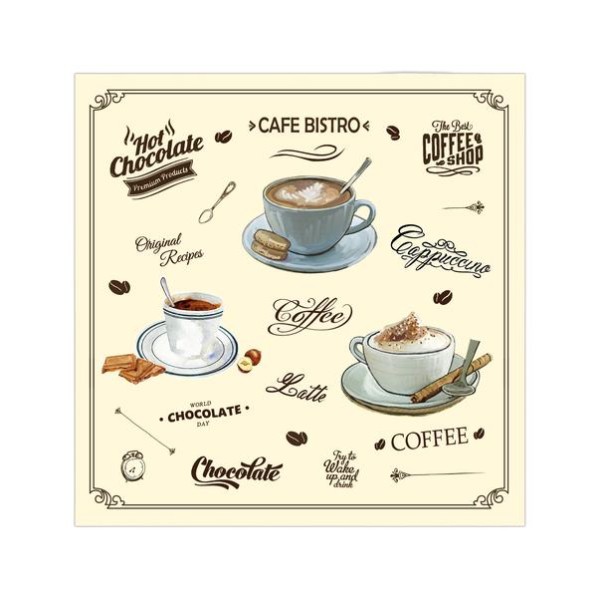 Papírové ubrousky 33x33cm 3vrstvé café bistro