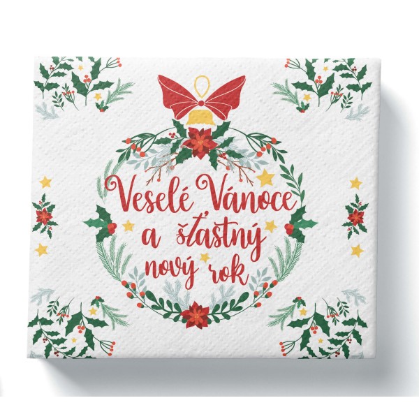 Papírové ubrousky 33x33cm 3vrstvé Veselé Vánoce 20ks